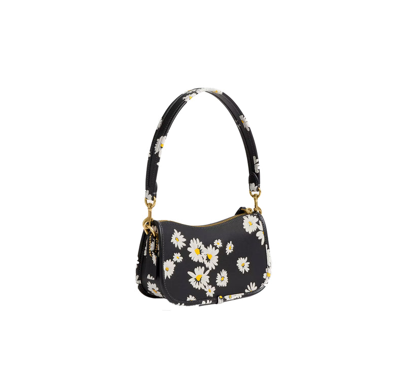 Coach Women's Swinger Bag 20 With Floral Print Brass/Black Multi