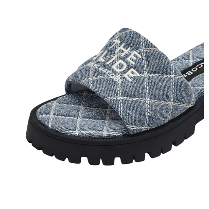 Marc Jacobs Women's The Quilted Denim Lug Sole Slide Denim