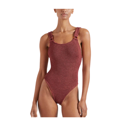HUNZA G Women's Domino Swim Metallic Rosewood