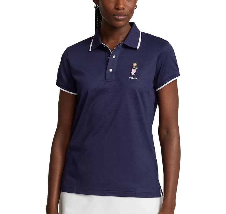 RLX Golf Women's Tailored Fit Polo Bear Polo Shirt Refined Navy