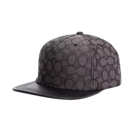 Coach Unisex Signature Jacquard Flat Brim Hat Charcoal/Black