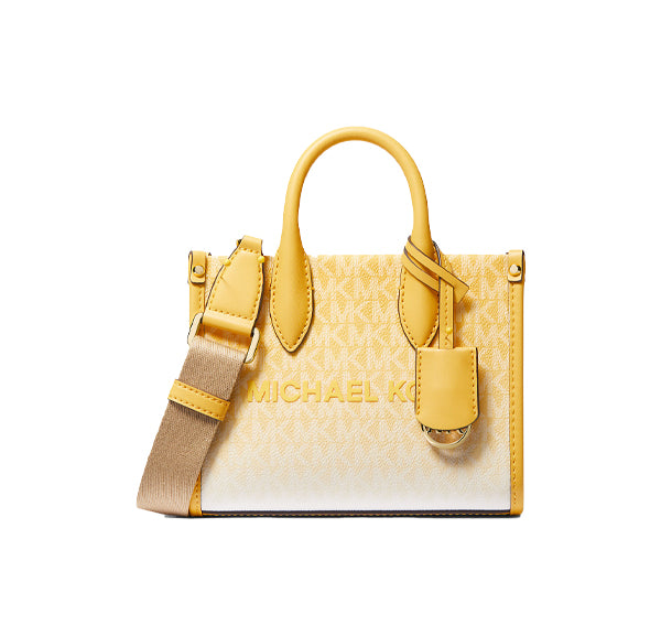 Michael Kors Women's Mirella Extra Small Ombré Logo Crossbody Bag Golden Yellow