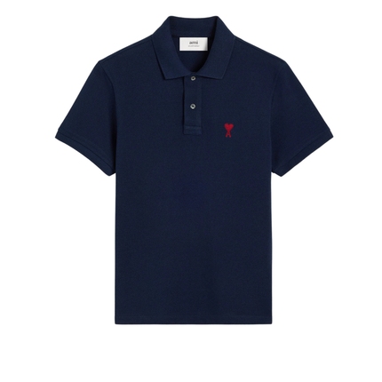 AMI Alexandre Mattiussi Unisex Cotton Ami de Coeur Polo Shirt Night Blue