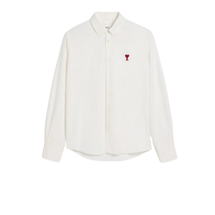 AMI Alexandre Mattiussi Unisex Cotton Button-Down Ami de Coeur Shirt Natural White