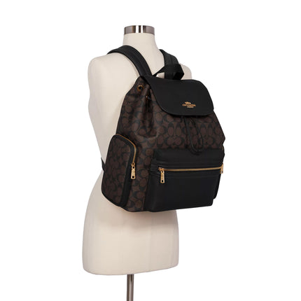 Coach Unisex Backpack In Signature Canvas Gold/Brown Black - Hemen Kargoda