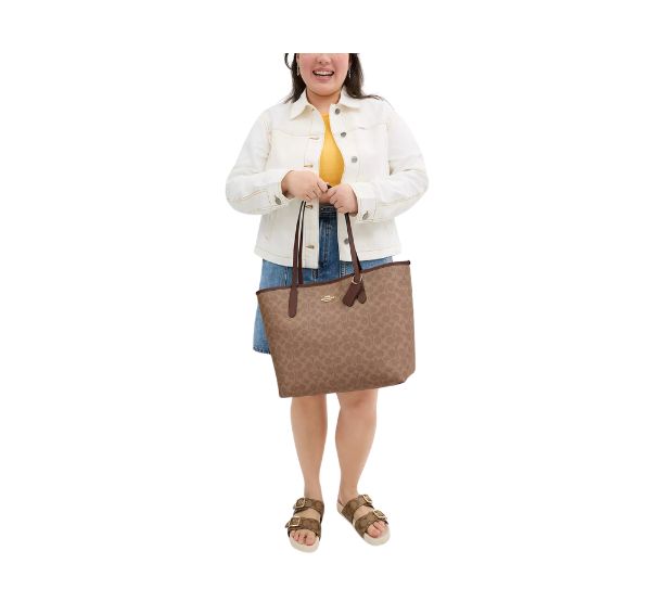 Coach Women's City Tote Bag In Signature Canvas Gold/Tan/Brown
