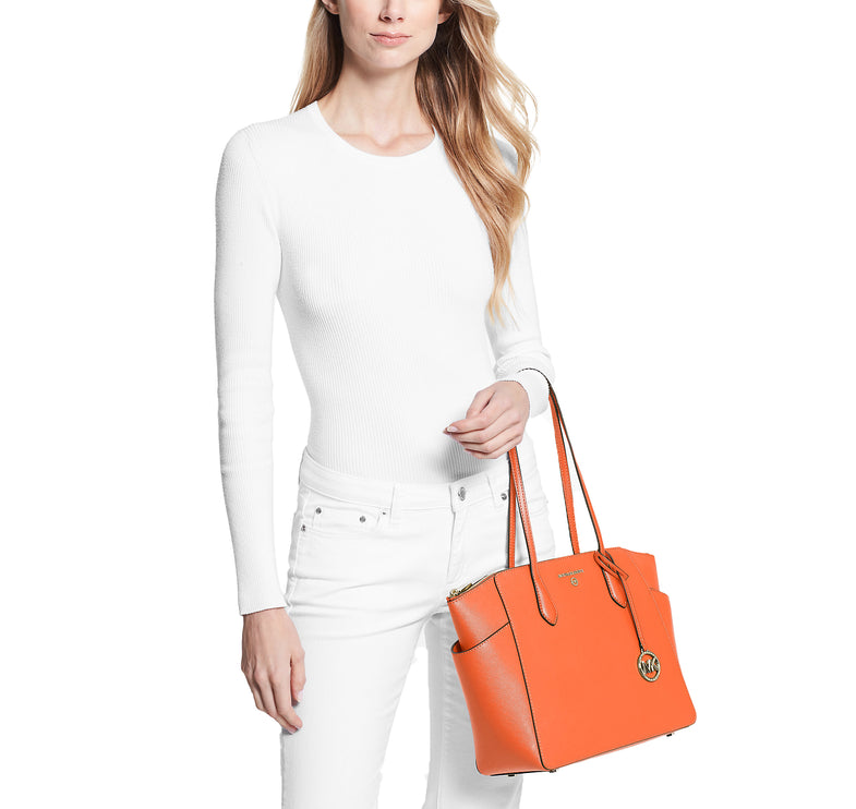 Michael Kors Women's Marilyn Medium Saffiano Leather Tote Bag Optic Orange