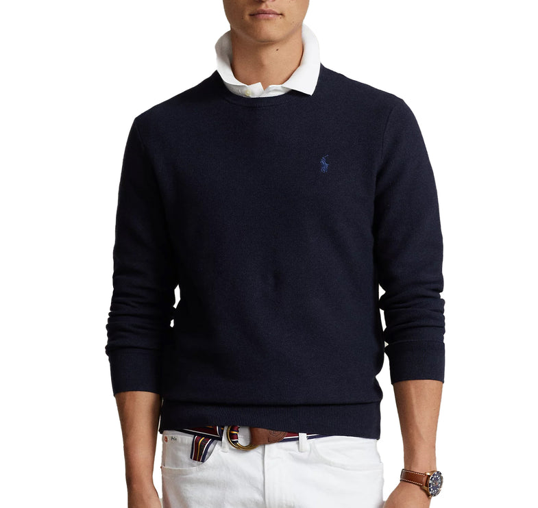 Polo Ralph Lauren Men's Textured Cotton Crewneck Sweater Navy Htr