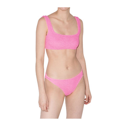 HUNZA G Women's Crinkled Cropped Bikini Set Pink