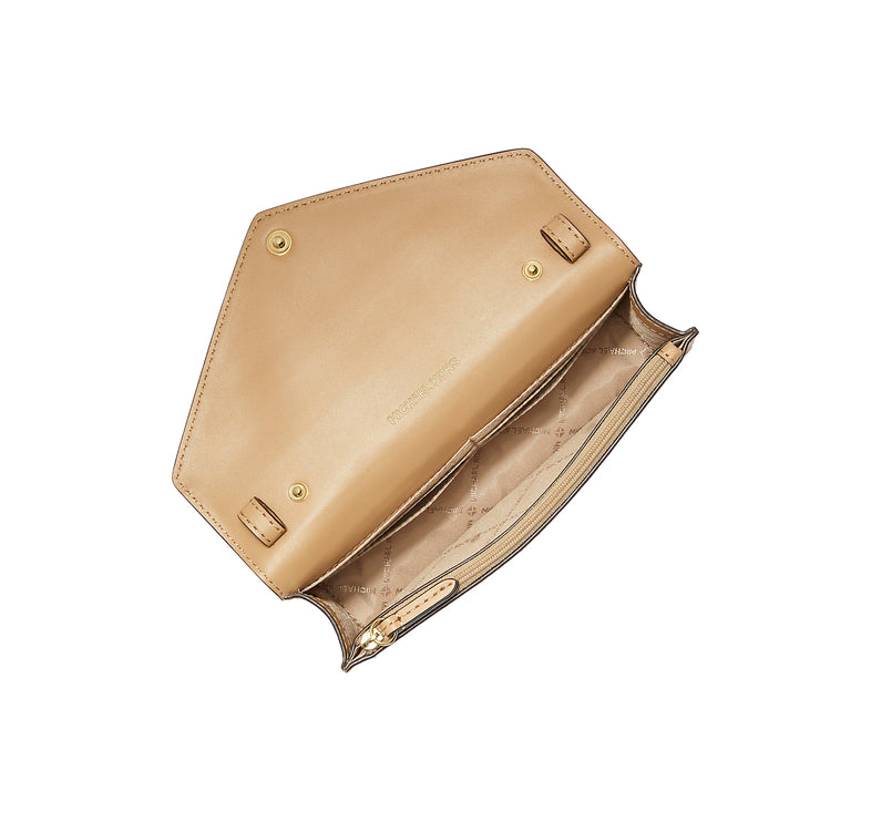 Michael Kors Women's Small Saffiano Leather Envelope Crossbody Bag Black/Gold