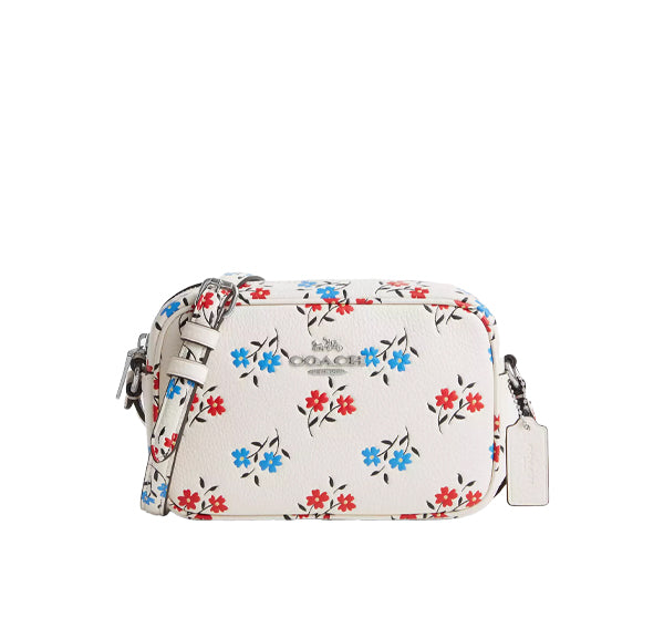 Coach Women's Mini Jamie Camera Bag With Floral Print Silver/Chalk Multi
