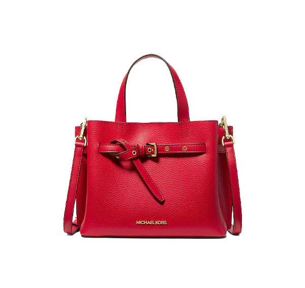 Michael Kors Women's Emilia Small Pebbled Leather Satchel Bright Red
