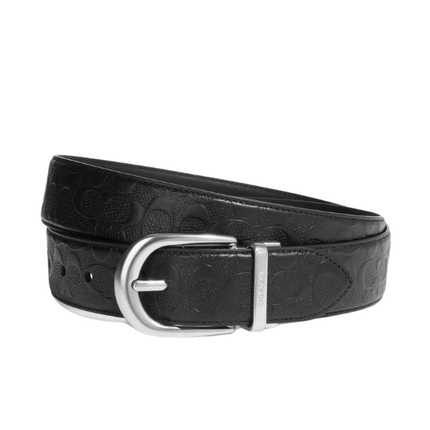 Coach Women's Classic Buckle Cut To Size Reversible Belt 38 Mm Signature Canvas/Silver/Black