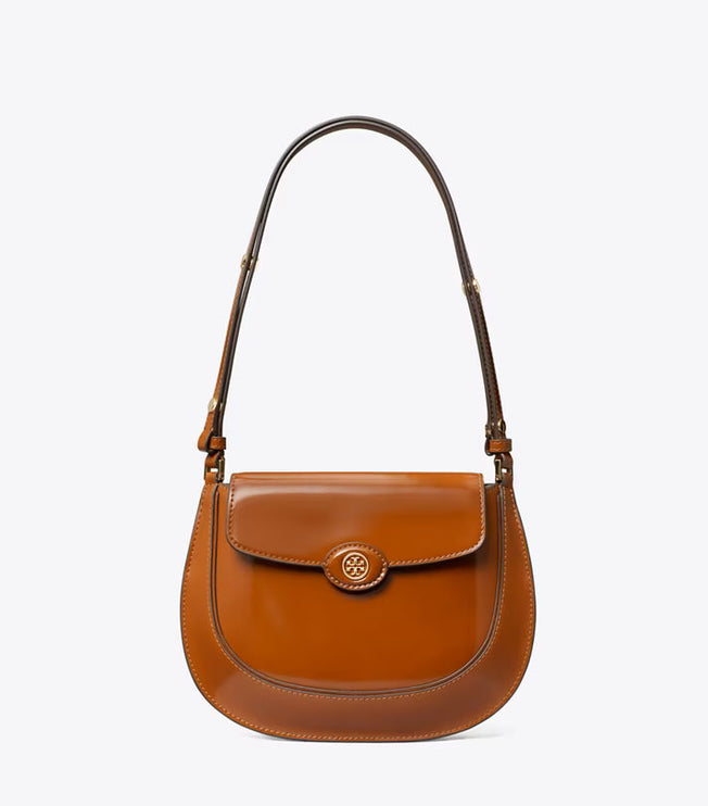 Tory Burch Women's Robinson Spazzolato Small Flap Bag DARK SIENNA