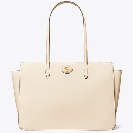 Tory Burch Women's Robinson Pebbled Tote New Cream