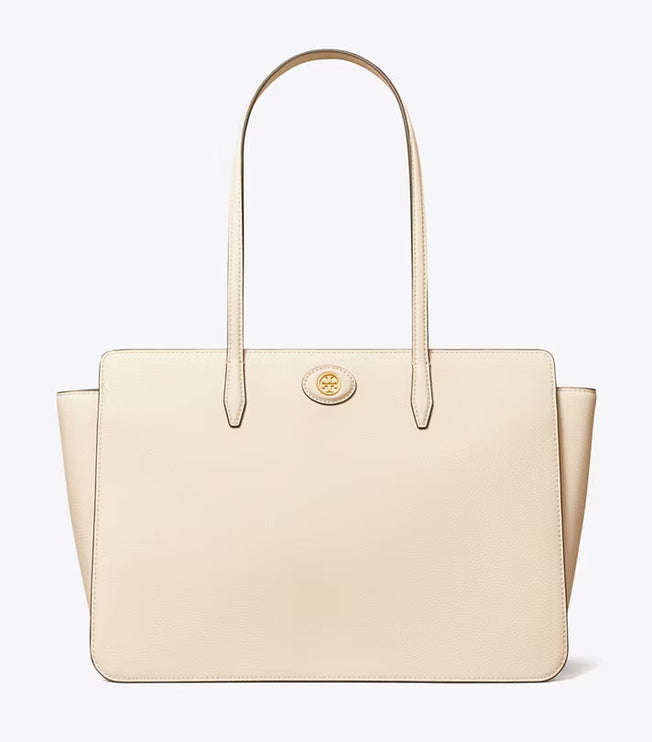 Tory Burch Women's Robinson Pebbled Tote New Cream