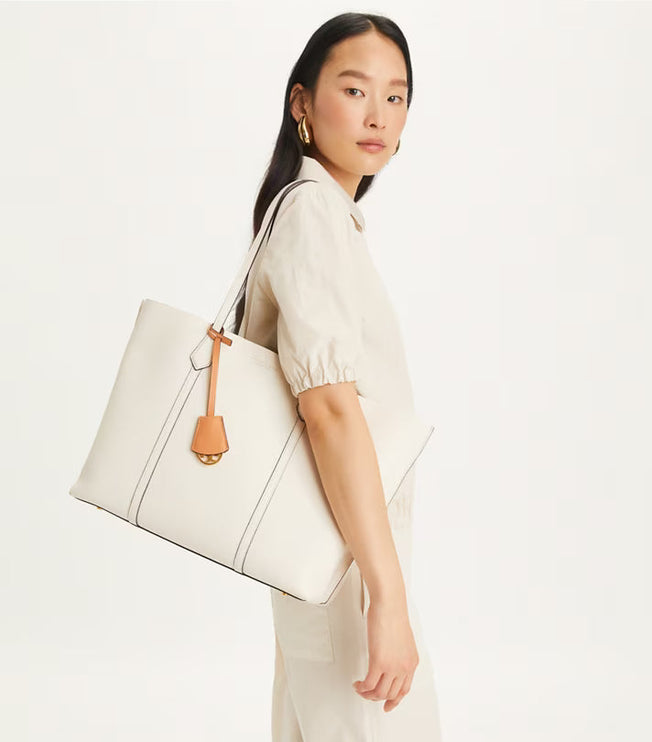Tory Burch Women's Perry Triple-Compartment Tote NEW IVORY