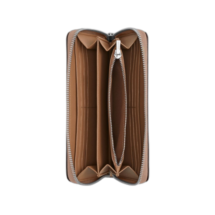 Coach Women's Long Zip Around Wallet In Signature Canvas Silver/Sand/Taupe