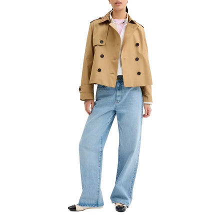 Coach Women's Short Trench Coat With Signature Collar Khaki