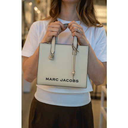 Marc Jacobs Women's Mini Grind Branded Leather Tote Bag Marshmallow