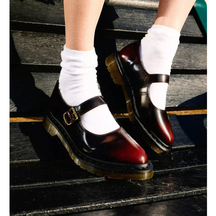 Dr. Martens Women's Elphie Mary Jane Leather Shoes Cherry Red