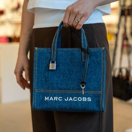 Marc Jacobs Women's Mini Grind Branded Denim Tote Bag Blue