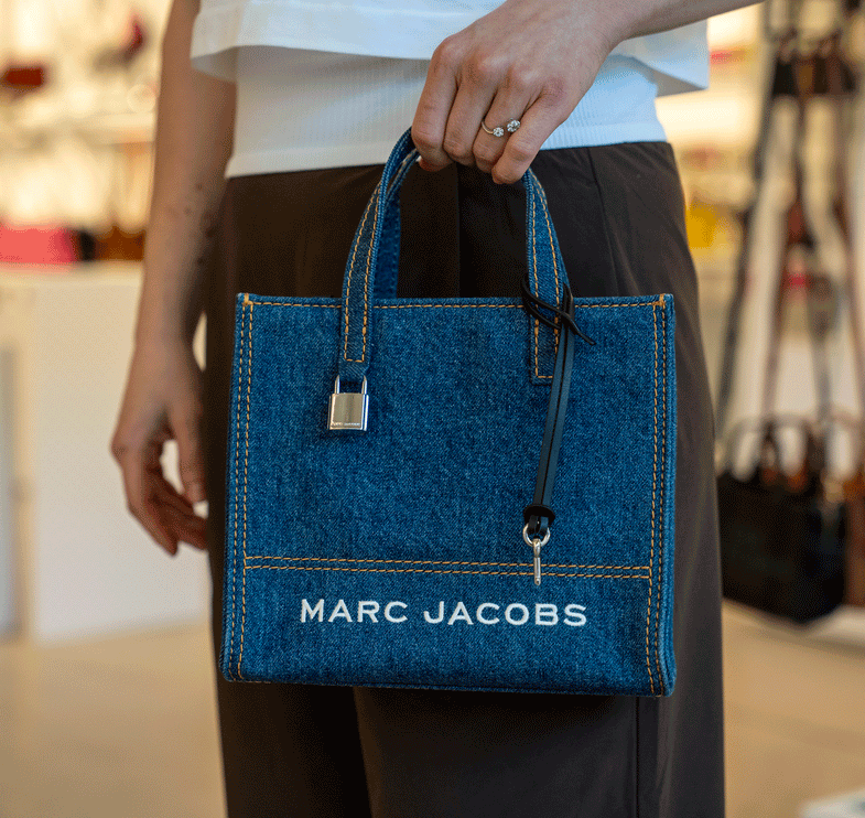 Marc Jacobs Women's Mini Grind Branded Denim Tote Bag Blue