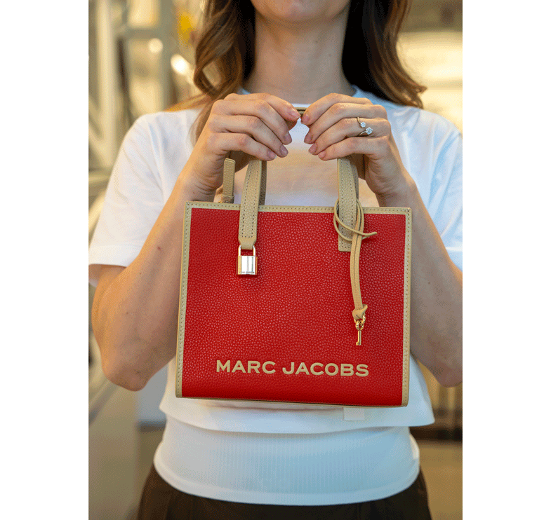 Marc Jacobs Women's Mini Grind Colorblock Leather Tote Red Multi