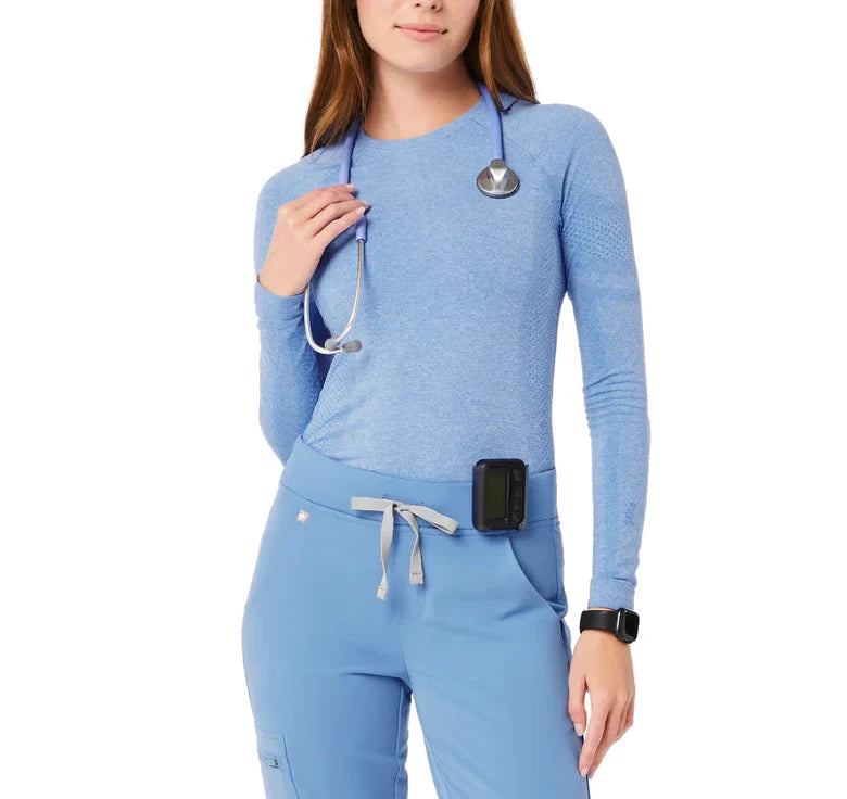 FIGS Women's Salta Seamless Longsleeve Underscrub Ceil Blue