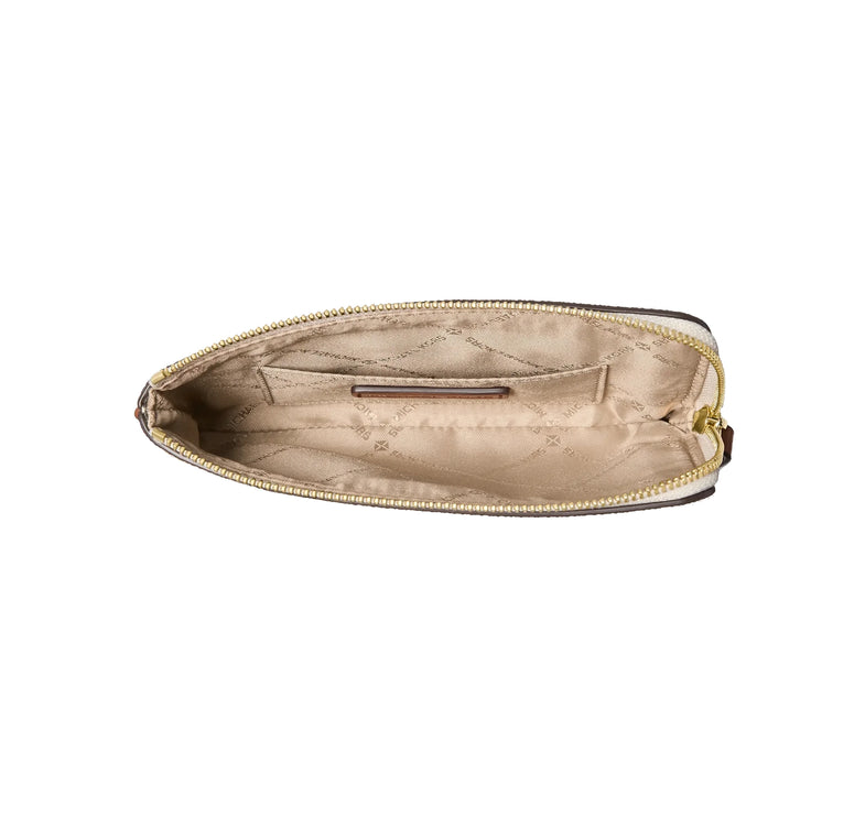 Michael Kors Women's Jet Set Travel Small Signature Logo Wristlet Vanilla