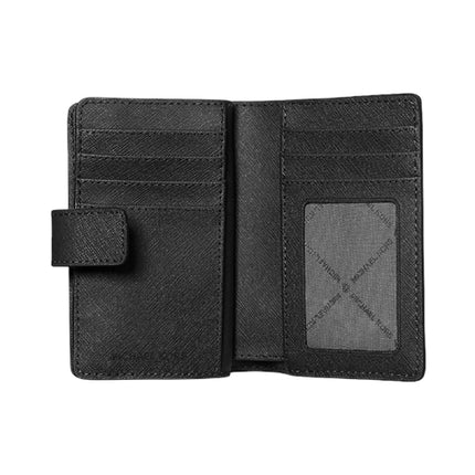 Michael Kors Women's Jet Set Medium Saffiano Leather Wallet Black/Silver