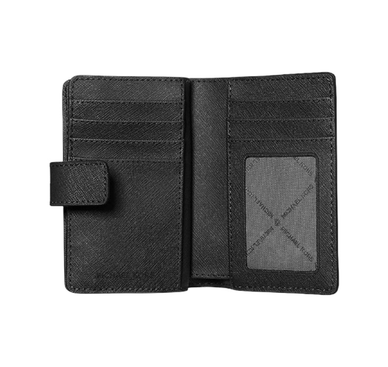 Michael Kors Women's Jet Set Medium Saffiano Leather Wallet Black/Silver