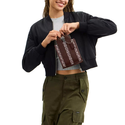 Coach Women's Smith Mini Tote Bag In Signature Jacquard Silver/Oak/Maple