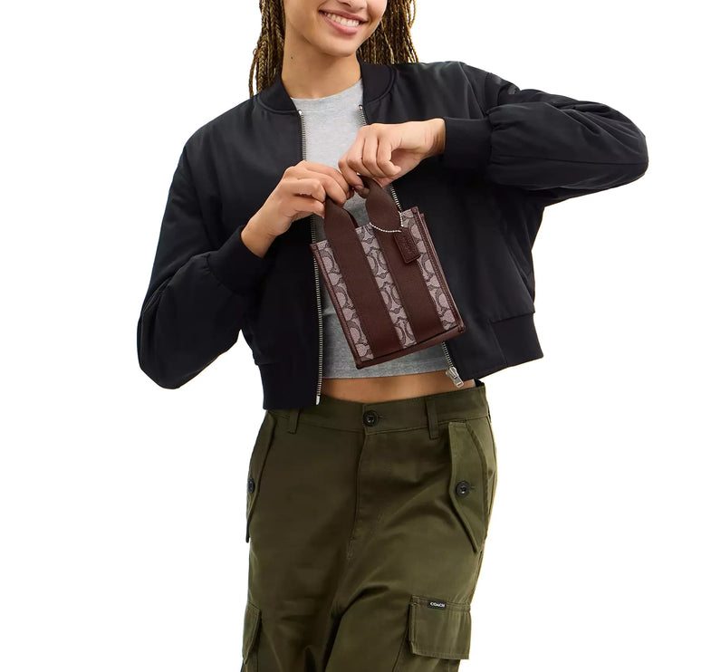 Coach Women's Smith Mini Tote Bag In Signature Jacquard Silver/Oak/Maple