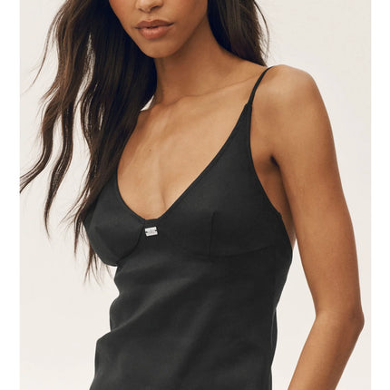 alo Women's Linen Blend Riviera Maxi Dress Black