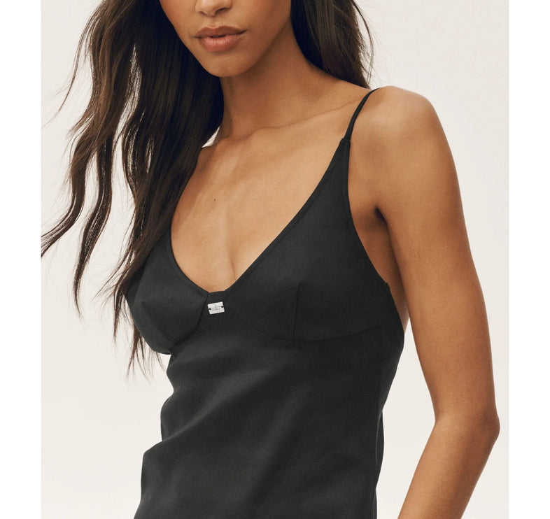 alo Women's Linen Blend Riviera Maxi Dress Black