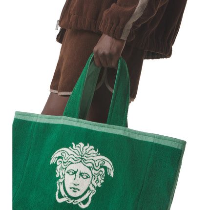 Versace Women's Cotton Terry Jacquard Tote Green