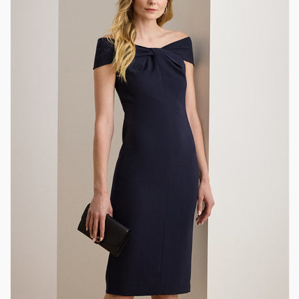 Polo Ralph Lauren Women's Twist-Front Crepe Cocktail Dress Lighthouse Navy