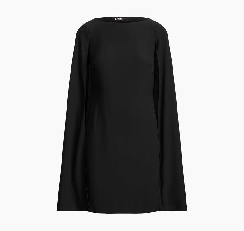 Polo Ralph Lauren Women's Cape Georgette Cocktail Dress Black