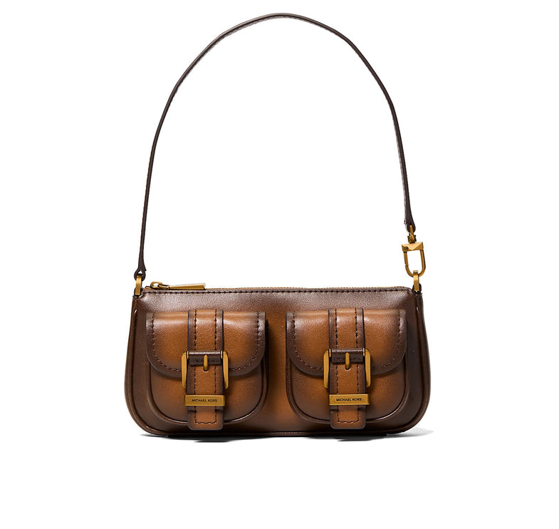 Michael Kors Women's Zoe Small Burnished Leather Pochette Luggage