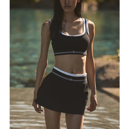 alo Women's Airbrush Better Together Tennis Skirt Black/White