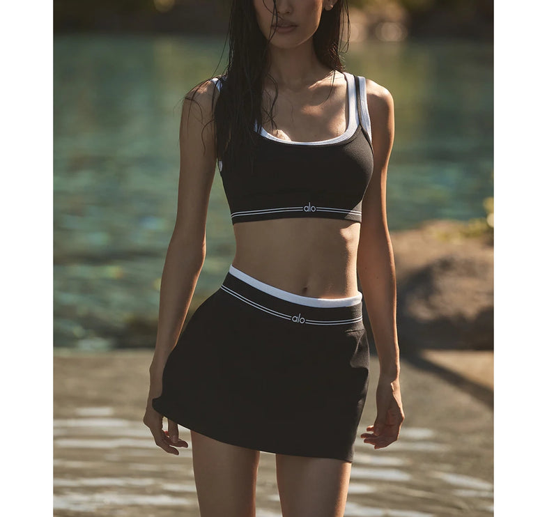 alo Women's Airbrush Better Together Tennis Skirt Black/White