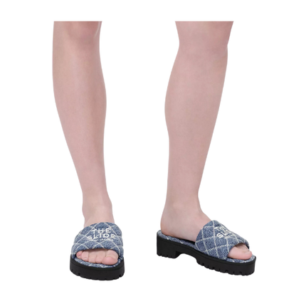 Marc Jacobs Women's The Quilted Denim Lug Sole Slide Denim