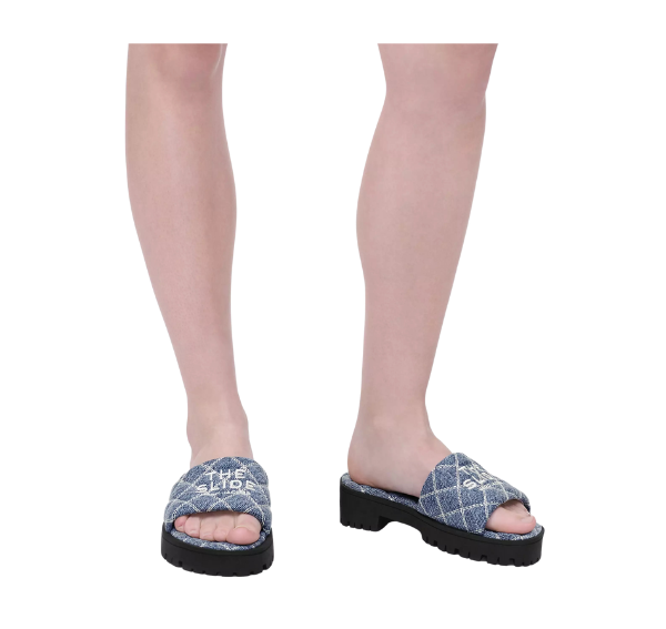 Marc Jacobs Women's The Quilted Denim Lug Sole Slide Denim