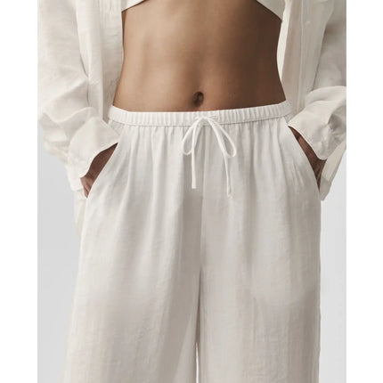 alo Women's Semi-Sheer Golden Hour High-Waist Straight Leg Pant Ivory