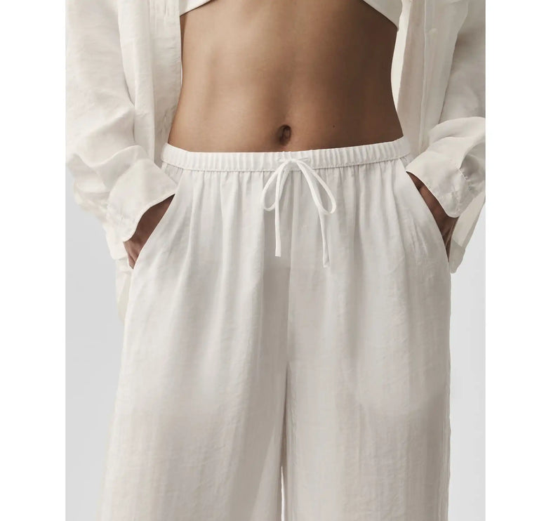 alo Women's Semi-Sheer Golden Hour High-Waist Straight Leg Pant Ivory