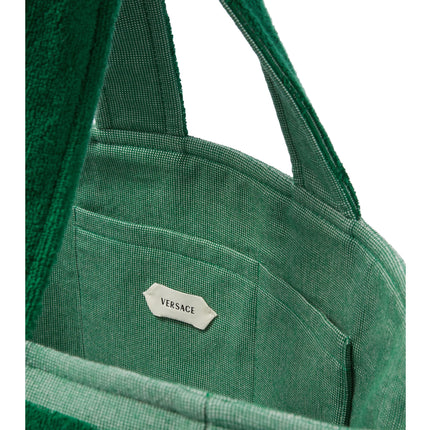 Versace Women's Cotton Terry Jacquard Tote Green