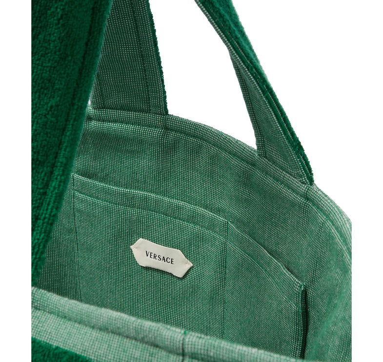 Versace Women's Cotton Terry Jacquard Tote Green