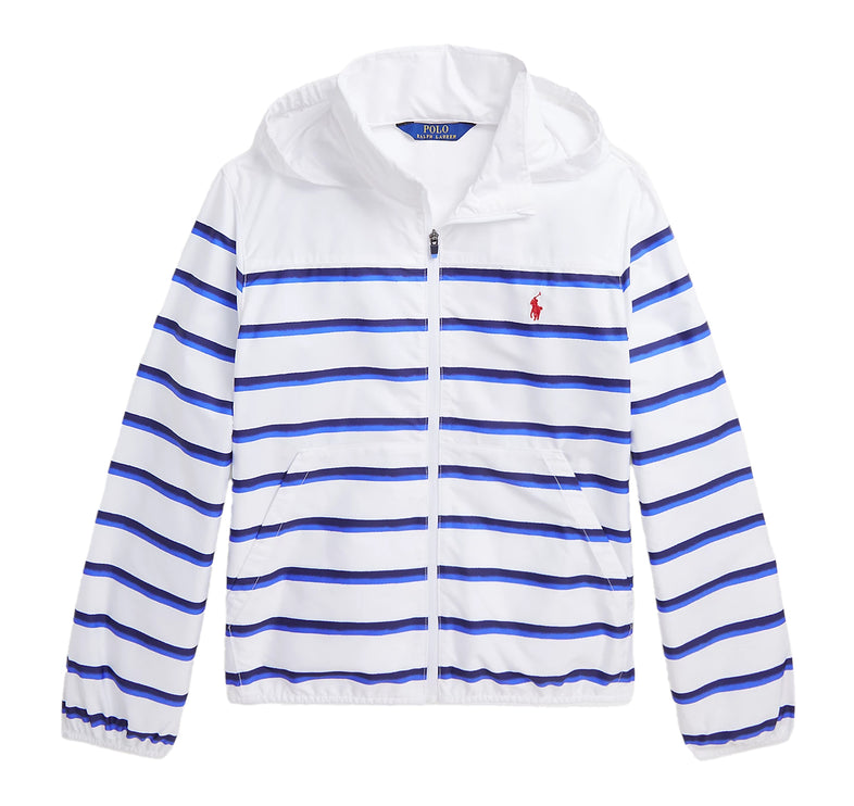 Polo Ralph Lauren Boy's Striped Packable Water Repellent Jacket Ombre Breton Stripe