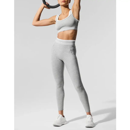 alo Women's Alosoft High-Waist 7/8 Better Together Legging Athletic Heather Grey/White